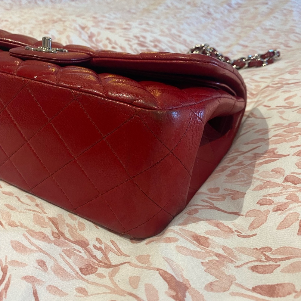 🔥🔥FLASH SALE🔥🔥💯 Authentic Chanel Jumbo Caviar Red Quilted Leather Bag - Picture 6 of 14